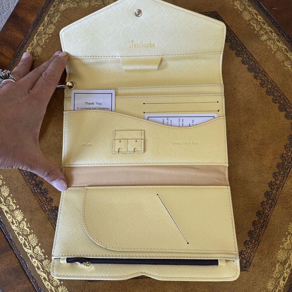 Travelambo Women’s Clutch Wallet Gold Yellow‎ RFID NEW